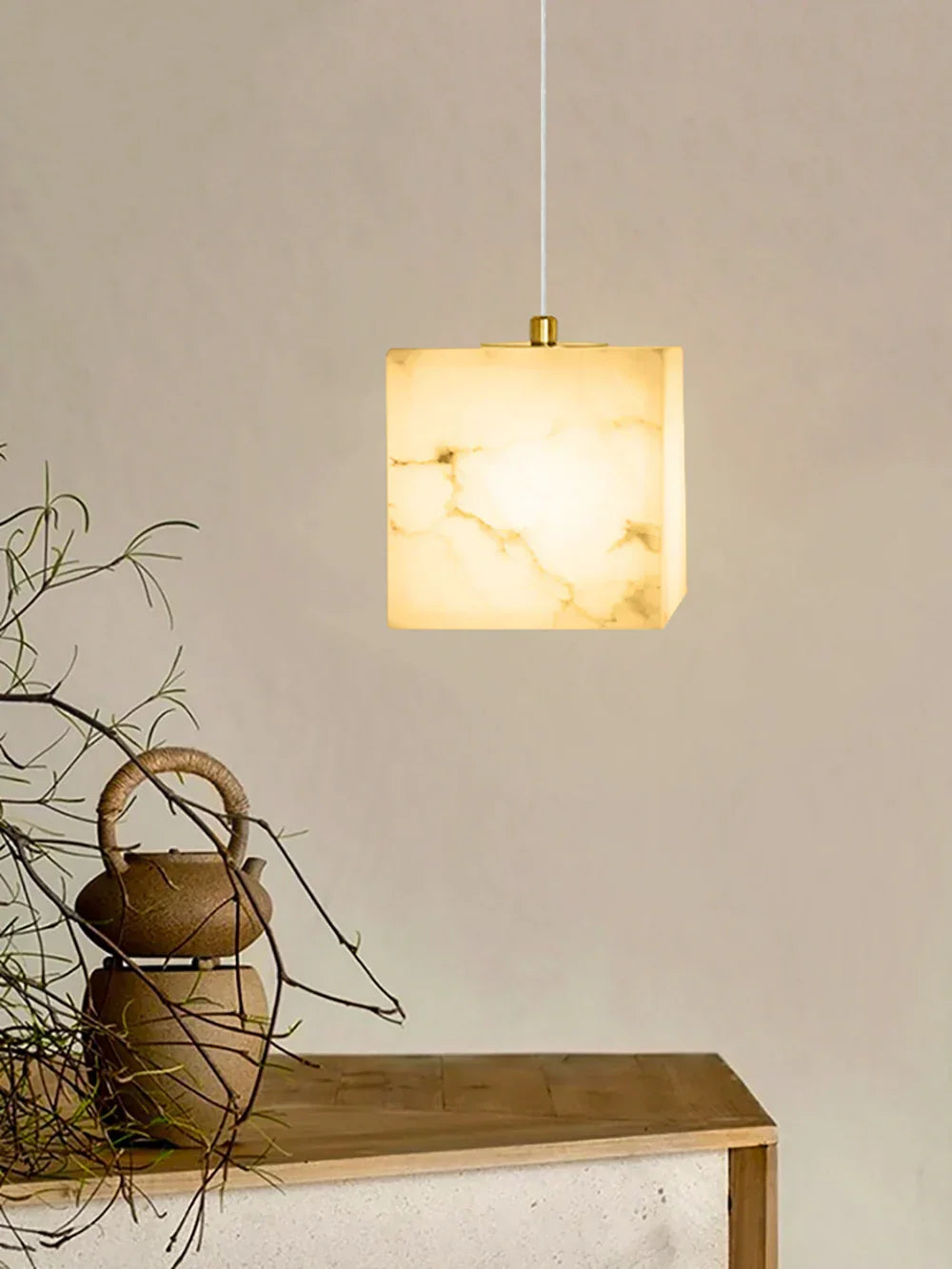 Alabaster Square Pendant Light