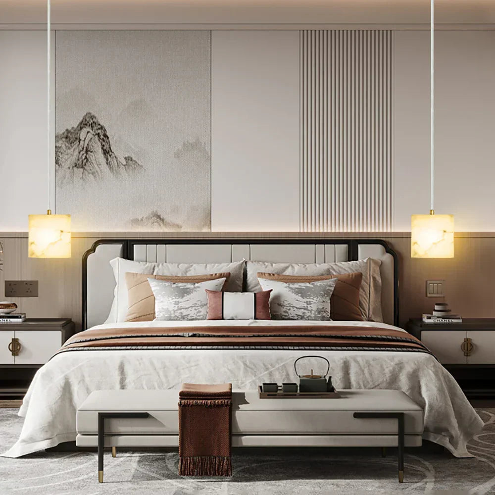Alabaster Square Pendant Light