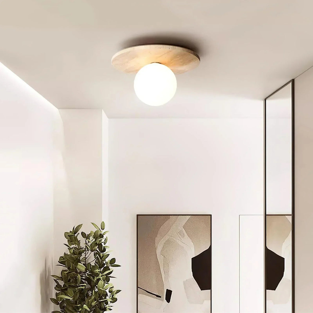 Tanner Disc Travertine Ceiling Light