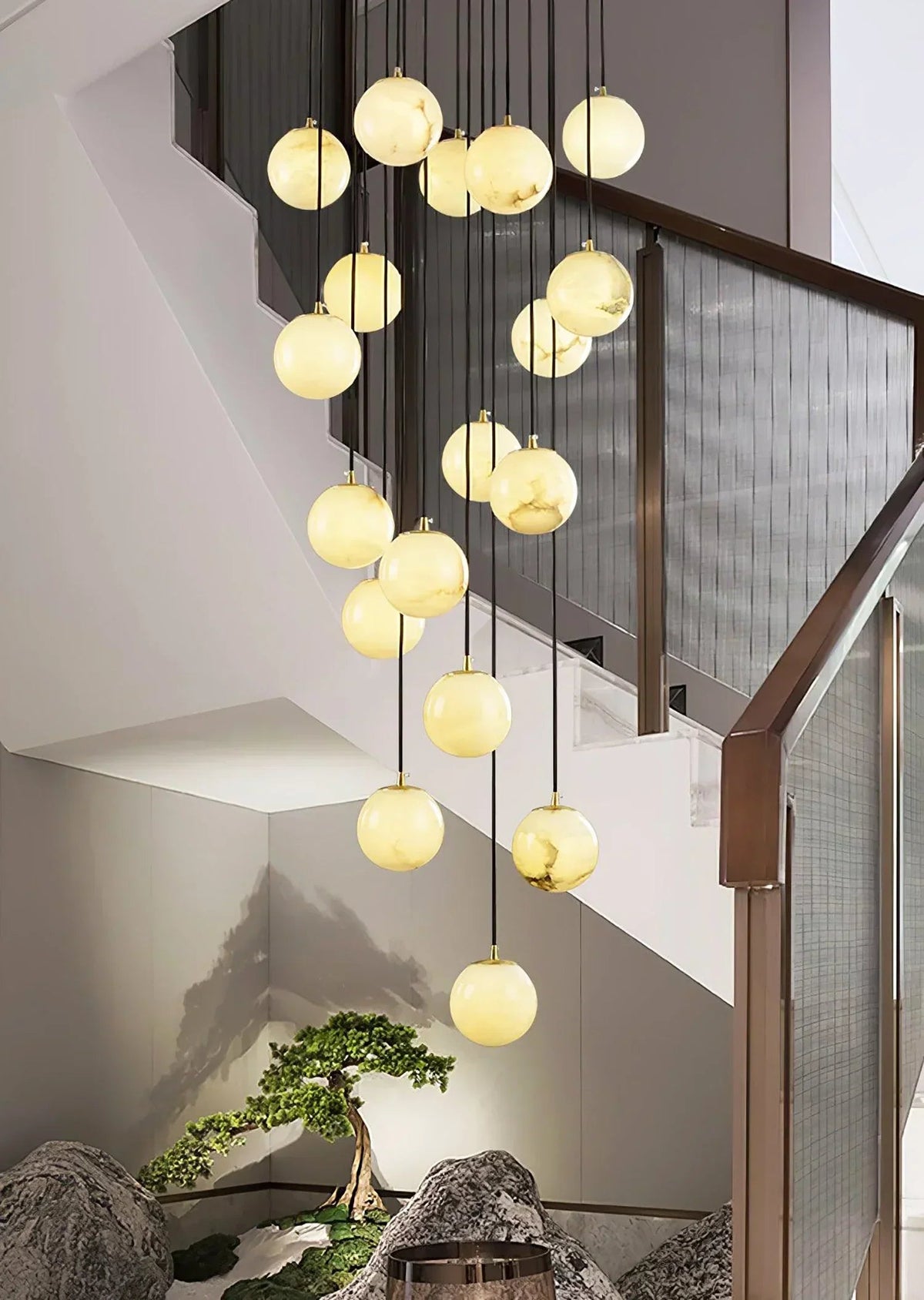 Alabaster Balls Cluster Chandelier