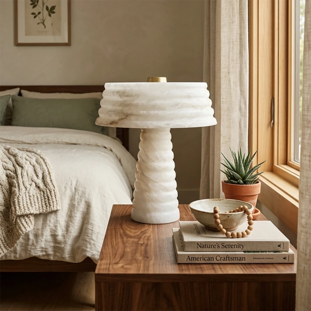 Ribbed Alabaster Table Lamp