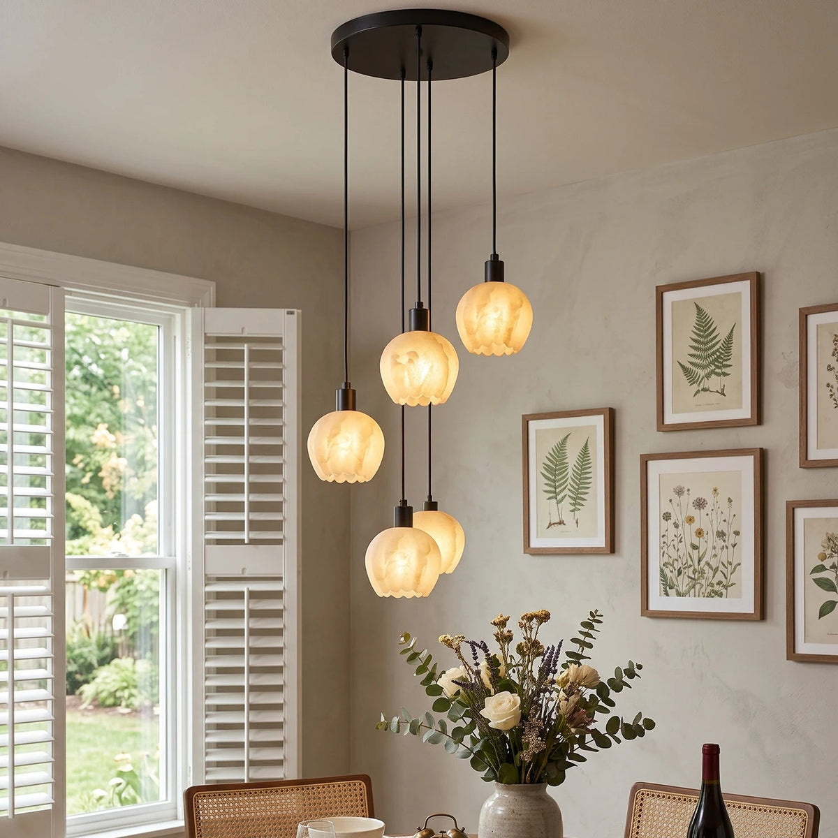 Alabaster Petal Cluster Chandelier
