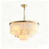 Rectangular Alabaster Tiered Round Chandelier