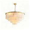 Rectangular Alabaster Tiered Round Chandelier
