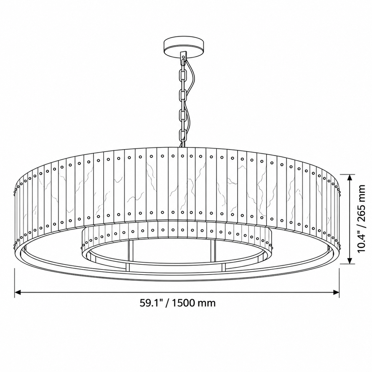 Alabaster drum chandelier dimensions: diameter 1500 mm, body height 265 mm