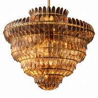 Alieence 48 inch Lacquered Burnished Brass smoke glass chandelier white-background