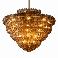Alieence 60 inch Lacquered Burnished Brass smoke glass chandelier white-background