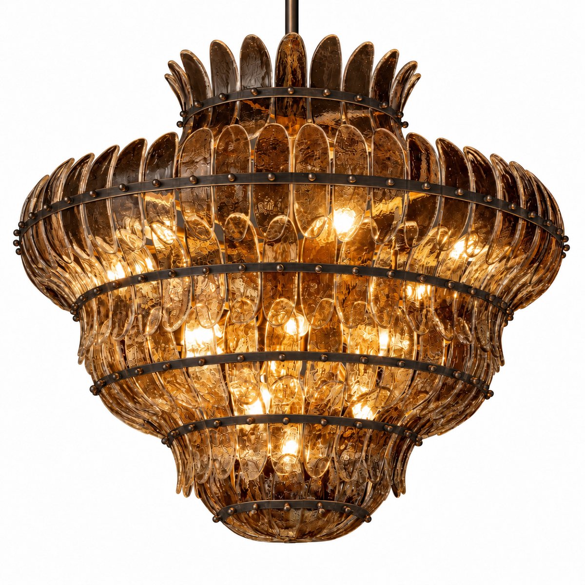 Alieence 36 inch Bronze smoke glass chandelier white-background