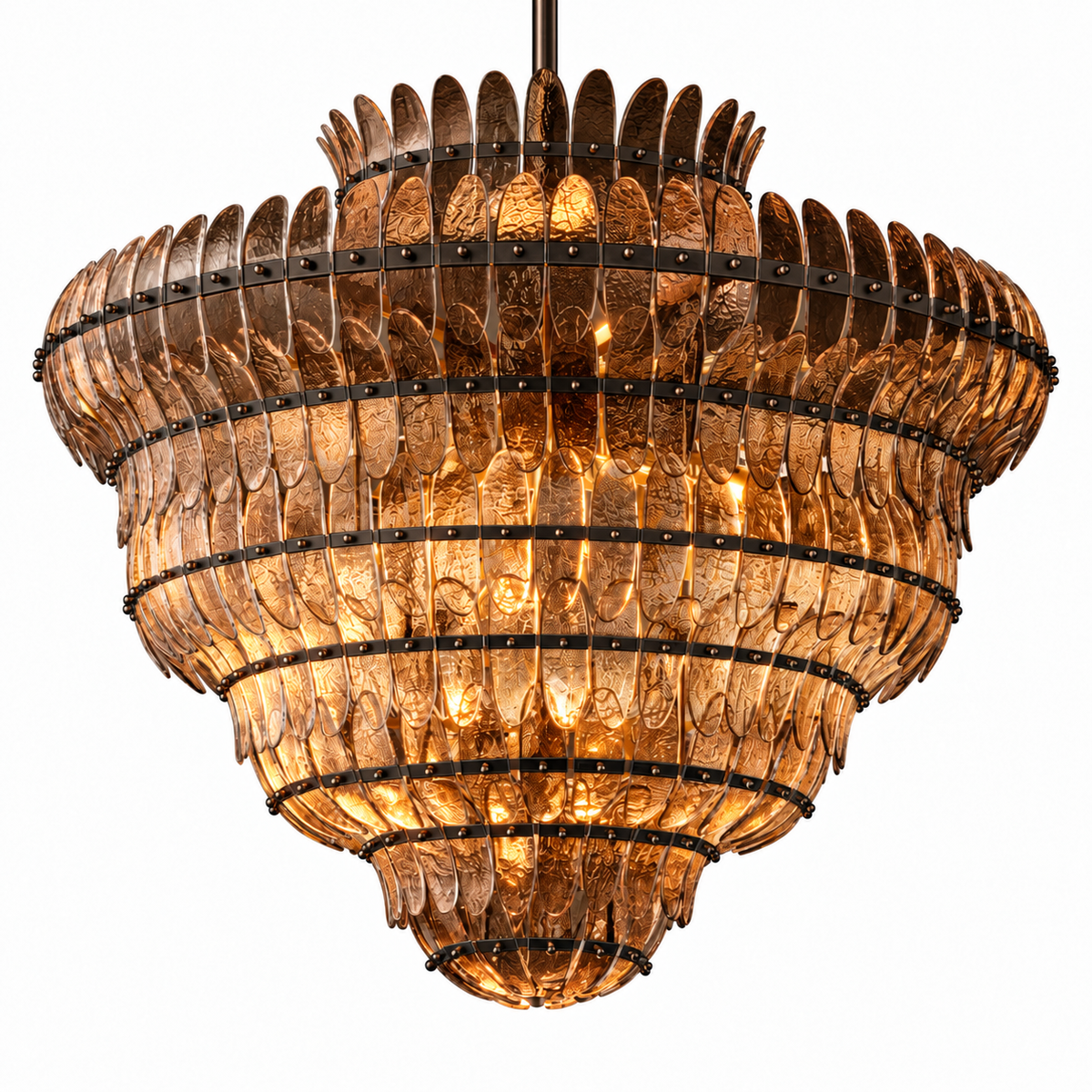 Alieence 48 inch Bronze smoke glass chandelier white-background