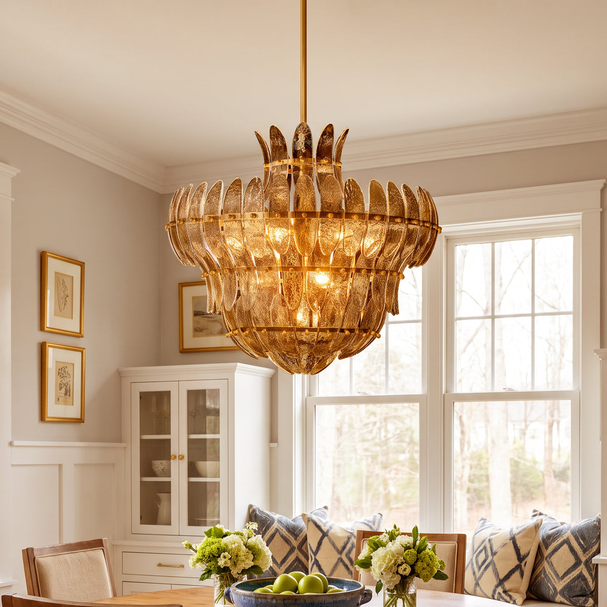 Alieence smoke glass chandelier dining room lifestyle 1