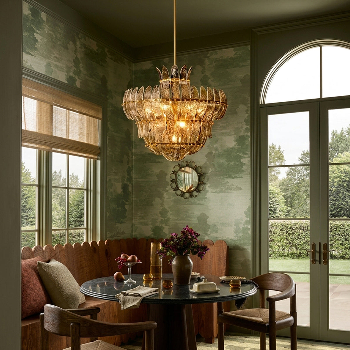 Alieence smoke glass chandelier dining room lifestyle 4