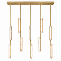 Audubor 54 inch linear crystal prism chandelier in Brass