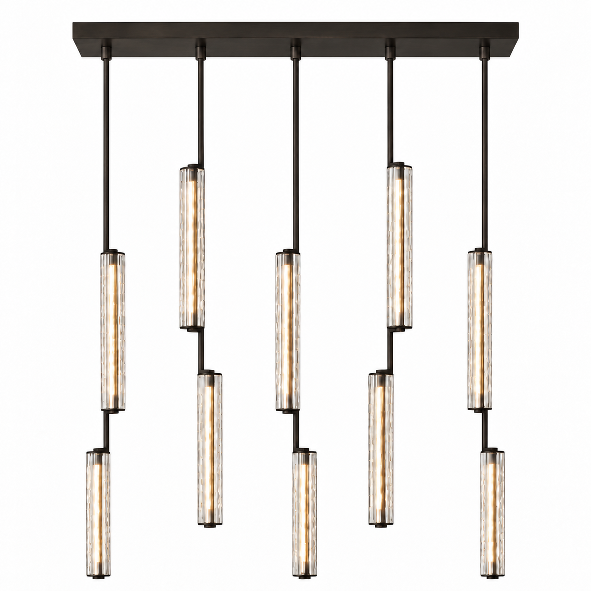Audubor 54 inch linear crystal prism chandelier in Bronze