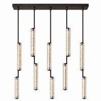 Audubor 54 inch linear crystal prism chandelier in Bronze