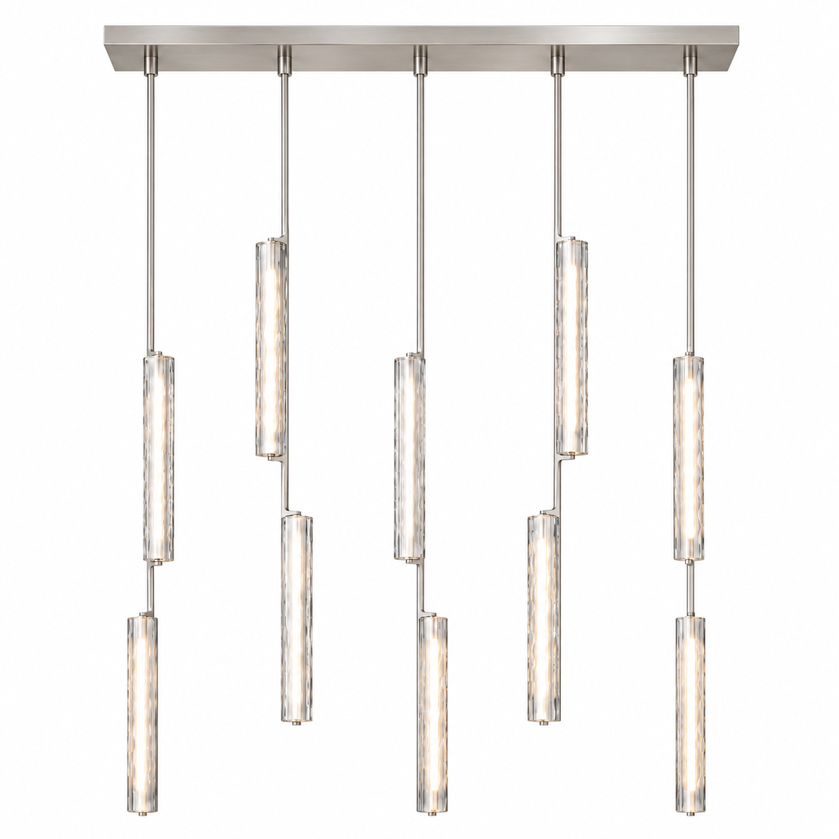 Audubor 54 inch linear crystal prism chandelier in Nickel