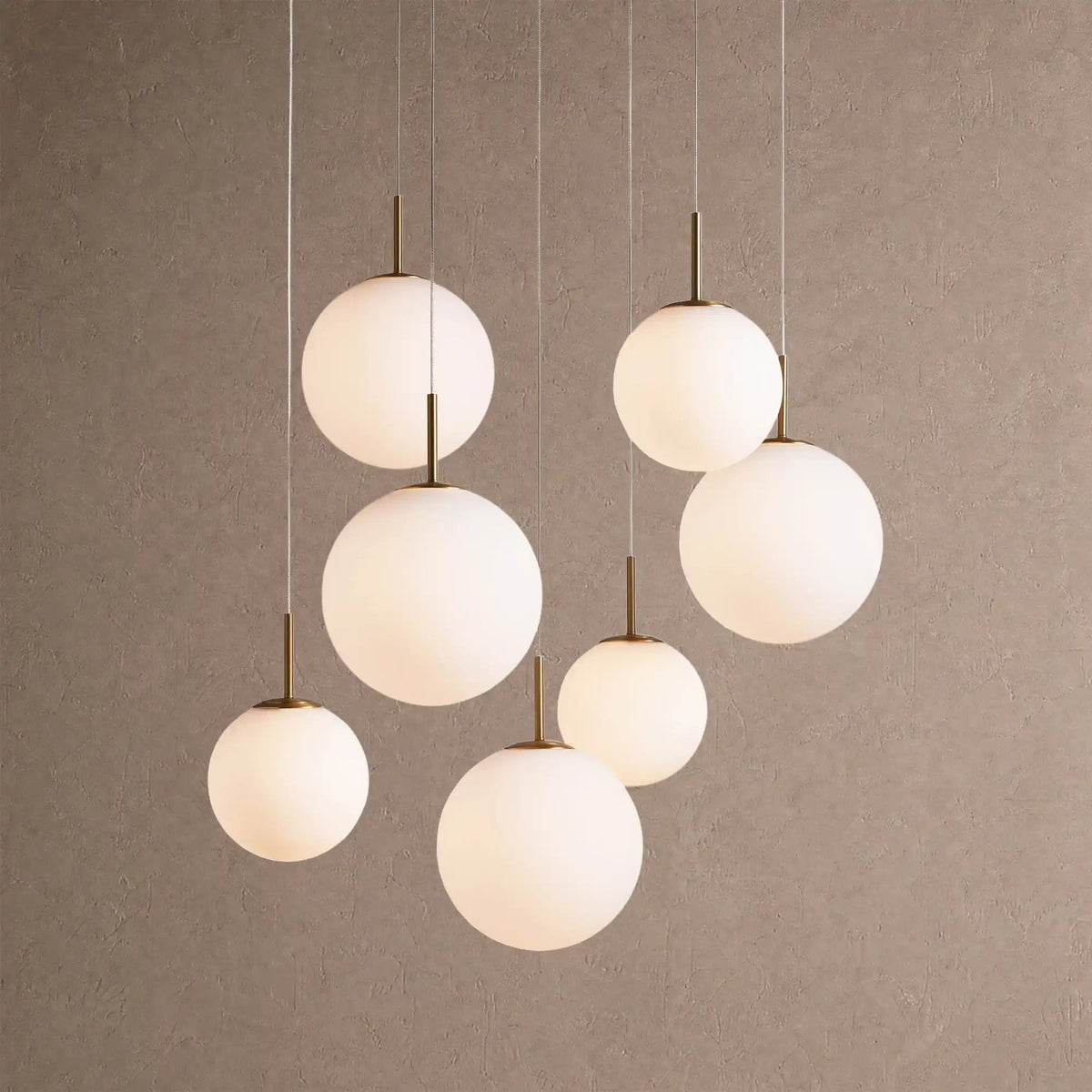 Casens round LED chandelier - 7-Light 34'' / Matte Opal
