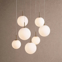 Casens round LED chandelier - 7-Light 34'' / Matte Opal