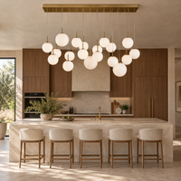 Casens Matte Opal glass chandelier kitchen island lifestyle