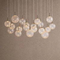 Casens glass globe linear chandelier 65" 19-Light / Crackle
