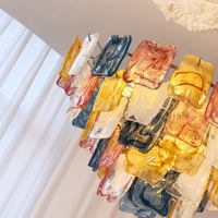 Celestine multicolor rippled glass panels close-up