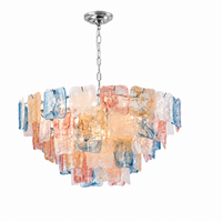 Celestine multicolor glass chandelier, Silver finish, 12 lights, 800 mm diameter, white background