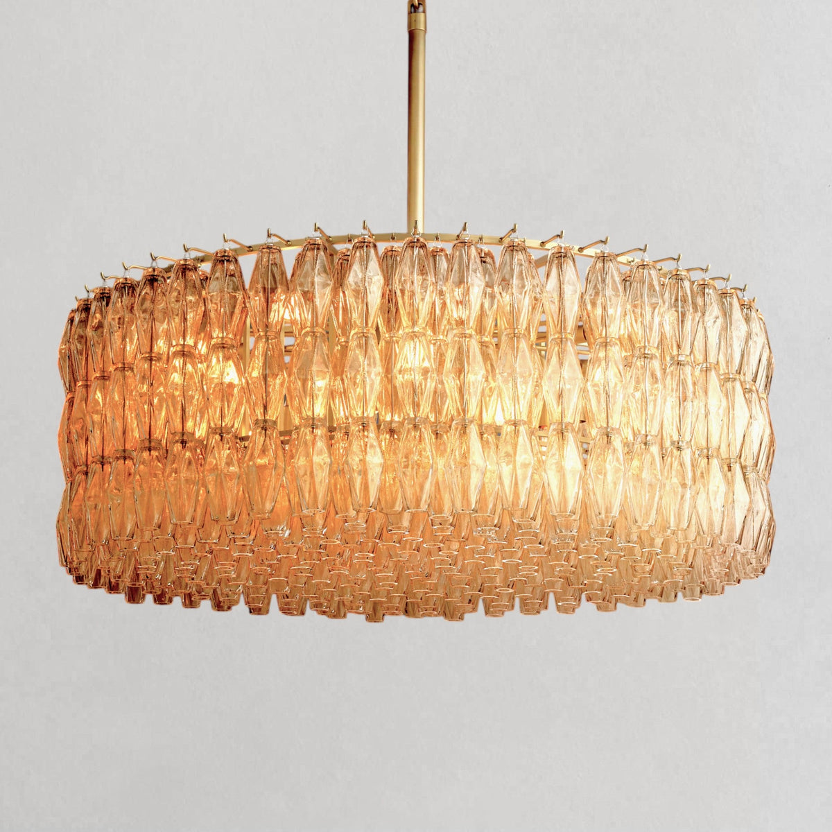 Ciyara faceted glass round chandelier - BRASS / CLEAR / 47"
