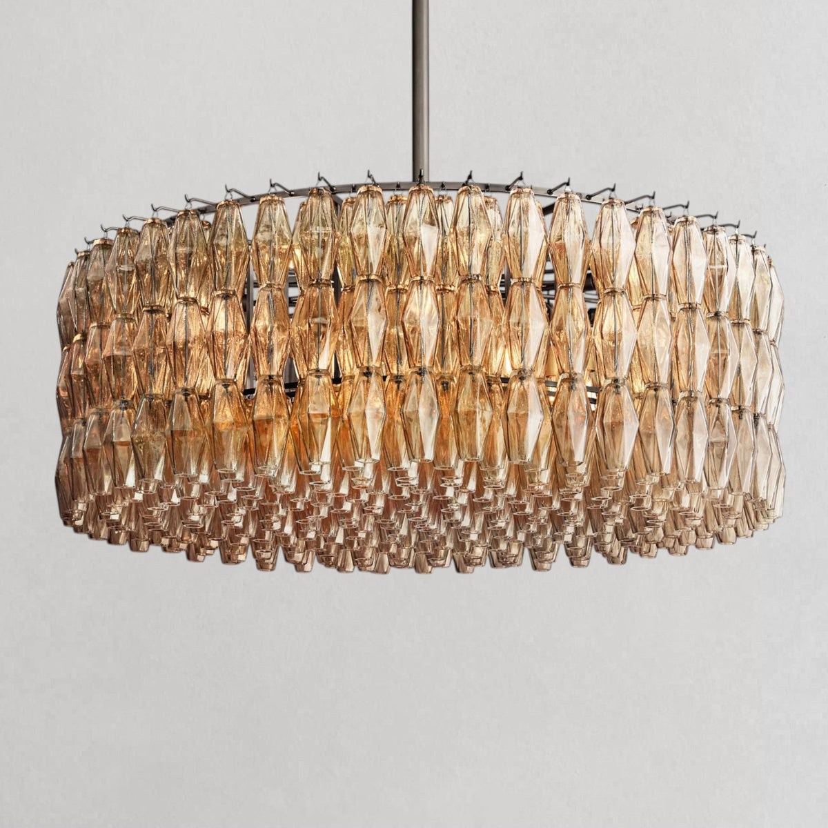 Ciyara faceted glass round chandelier - BRONZE / SMOKE / 47"