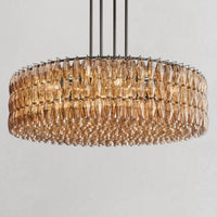 Ciyara faceted glass round chandelier - BRONZE / SMOKE / 62"