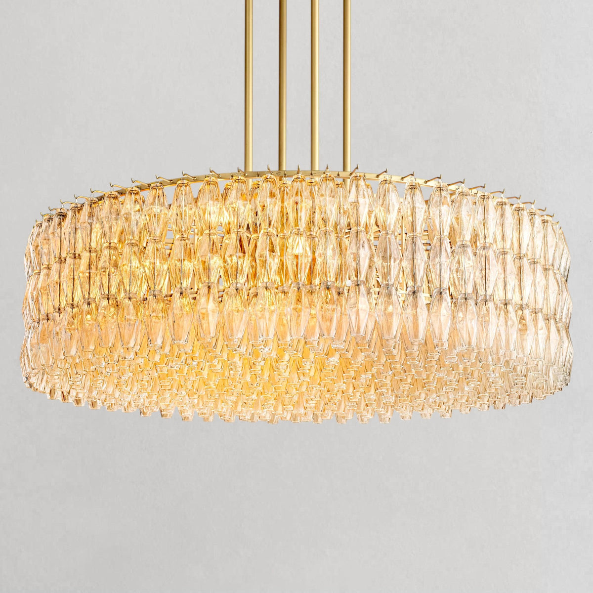 Ciyara faceted glass round chandelier - BRASS / CLEAR / 62"