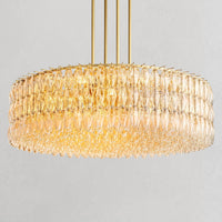 Ciyara faceted glass round chandelier - BRASS / CLEAR / 62"