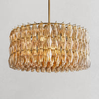 Ciyara faceted glass round chandelier - BRASS / SMOKE / 37"