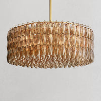 Ciyara faceted glass round chandelier - BRASS / SMOKE / 47"