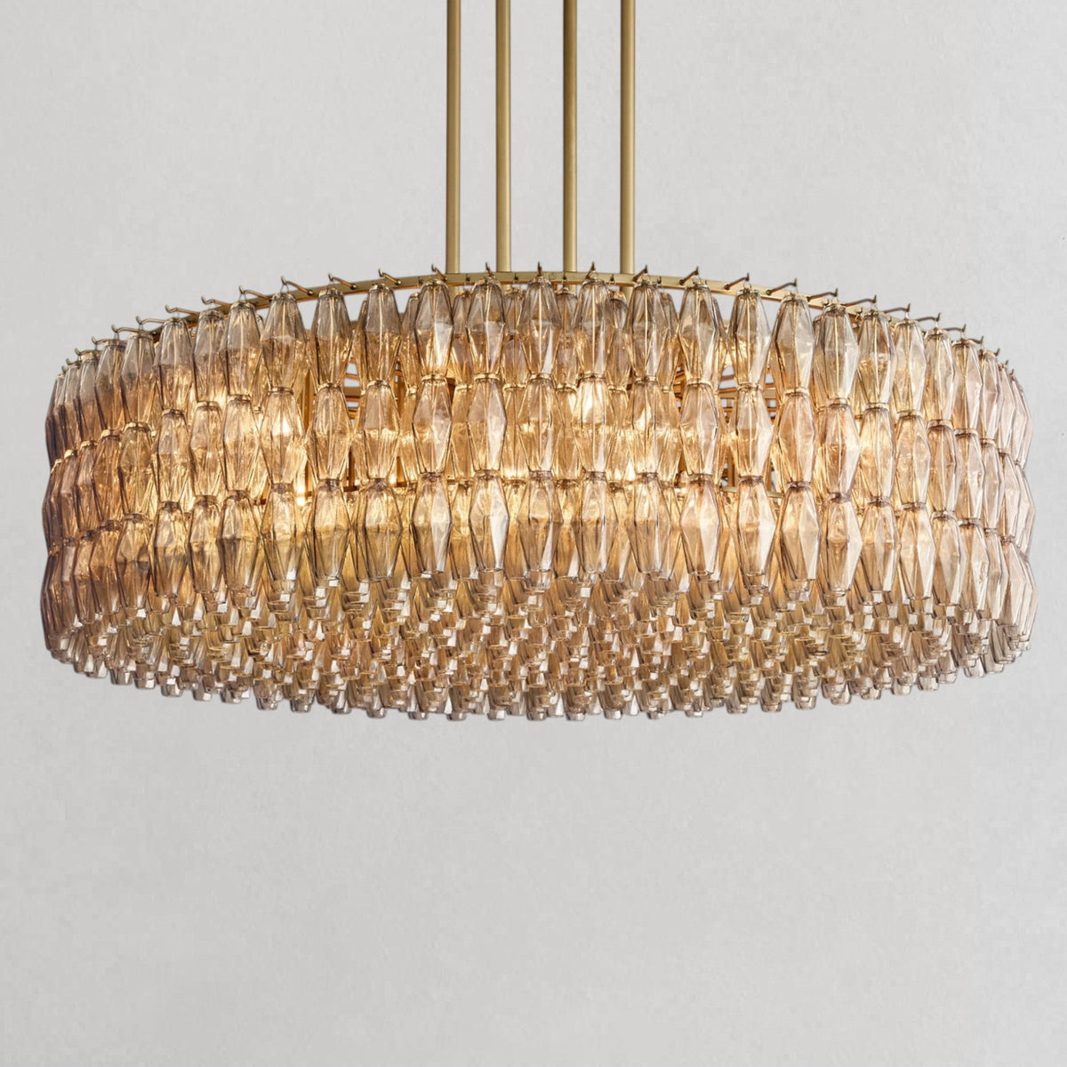 Ciyara faceted glass round chandelier - BRASS / SMOKE / 62"
