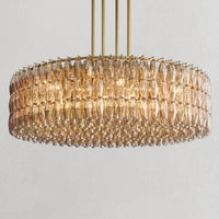 Ciyara faceted glass round chandelier - BRASS / SMOKE / 62"