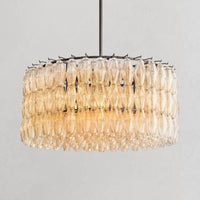 Ciyara faceted glass round chandelier - BRONZE / CLEAR / 37"
