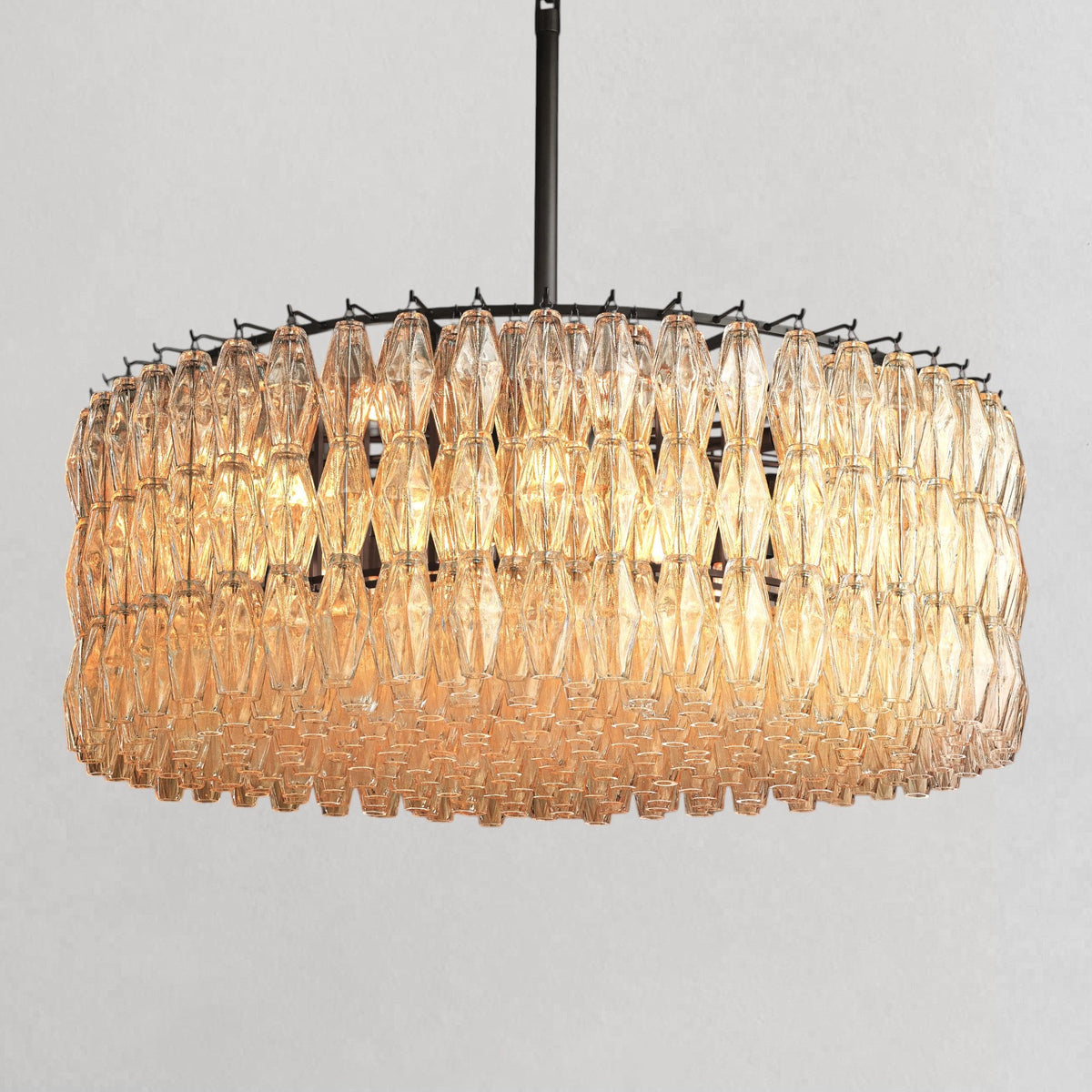Ciyara faceted glass round chandelier - BRONZE / CLEAR / 47"