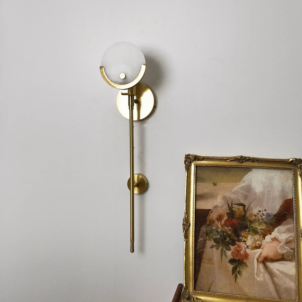 Alabaster Ava Brass Wall Lamp