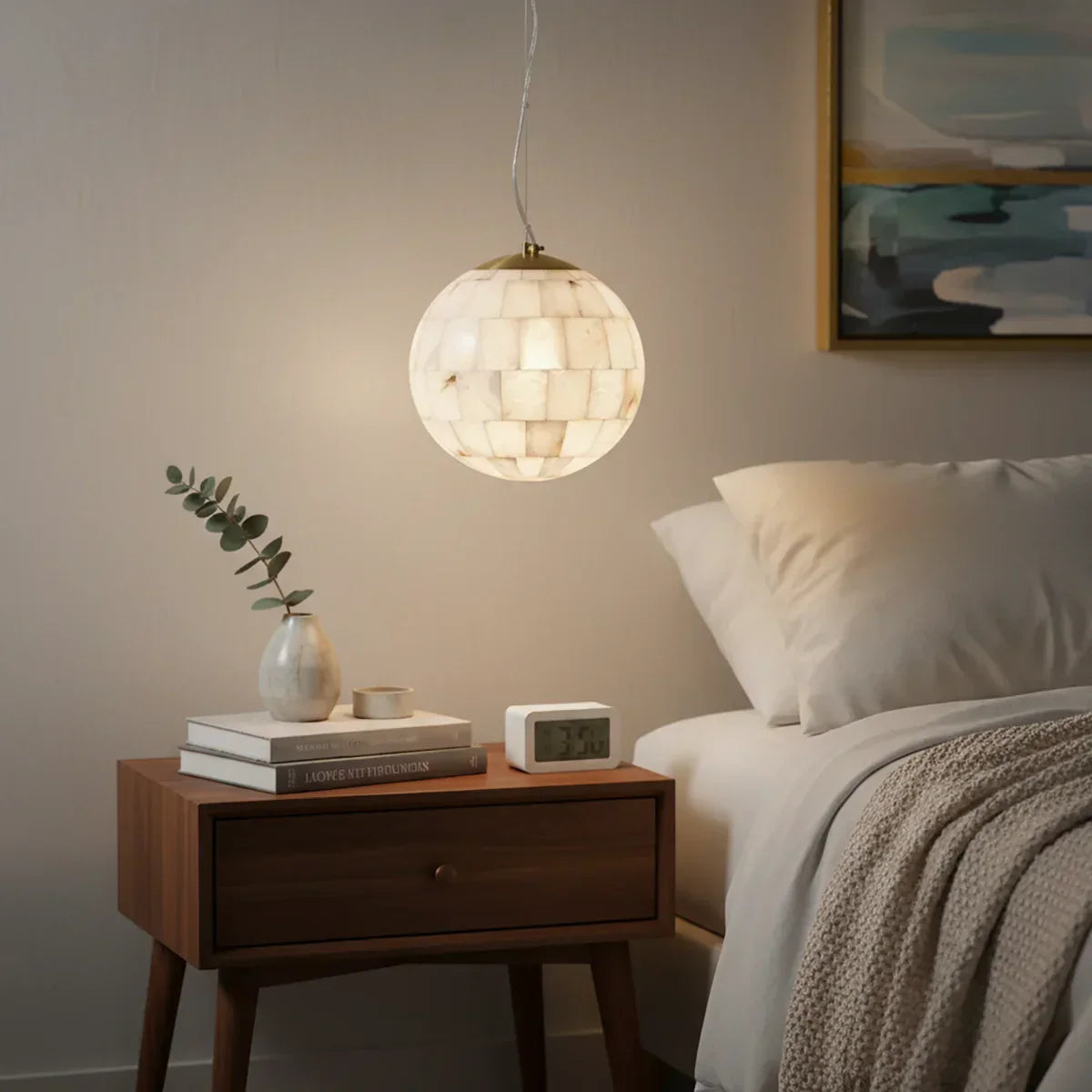 Alabaster Ball Pendant Light