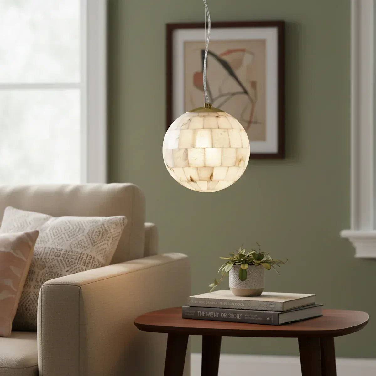 Alabaster Ball Pendant Light