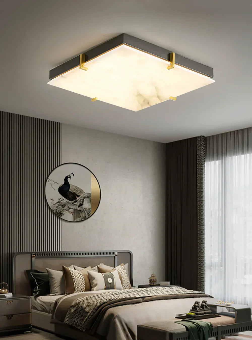 Alabaster Black Square Ceiling Lamp