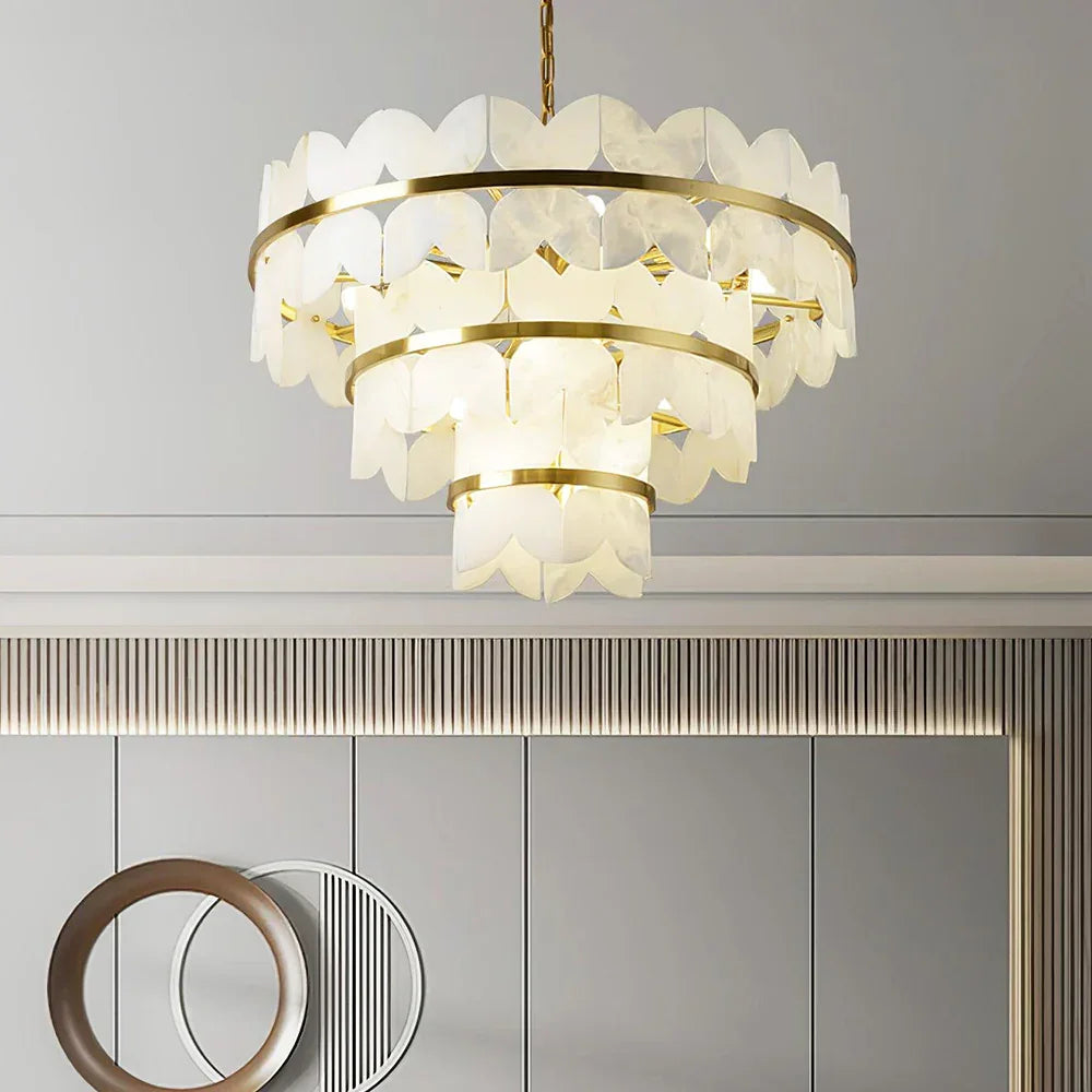 Alabaster Butterfly Round Chandelier