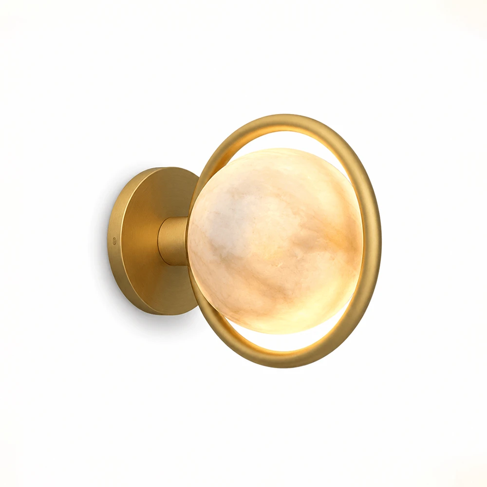 Alabaster Celestial Ring Globe Wall Lamp
