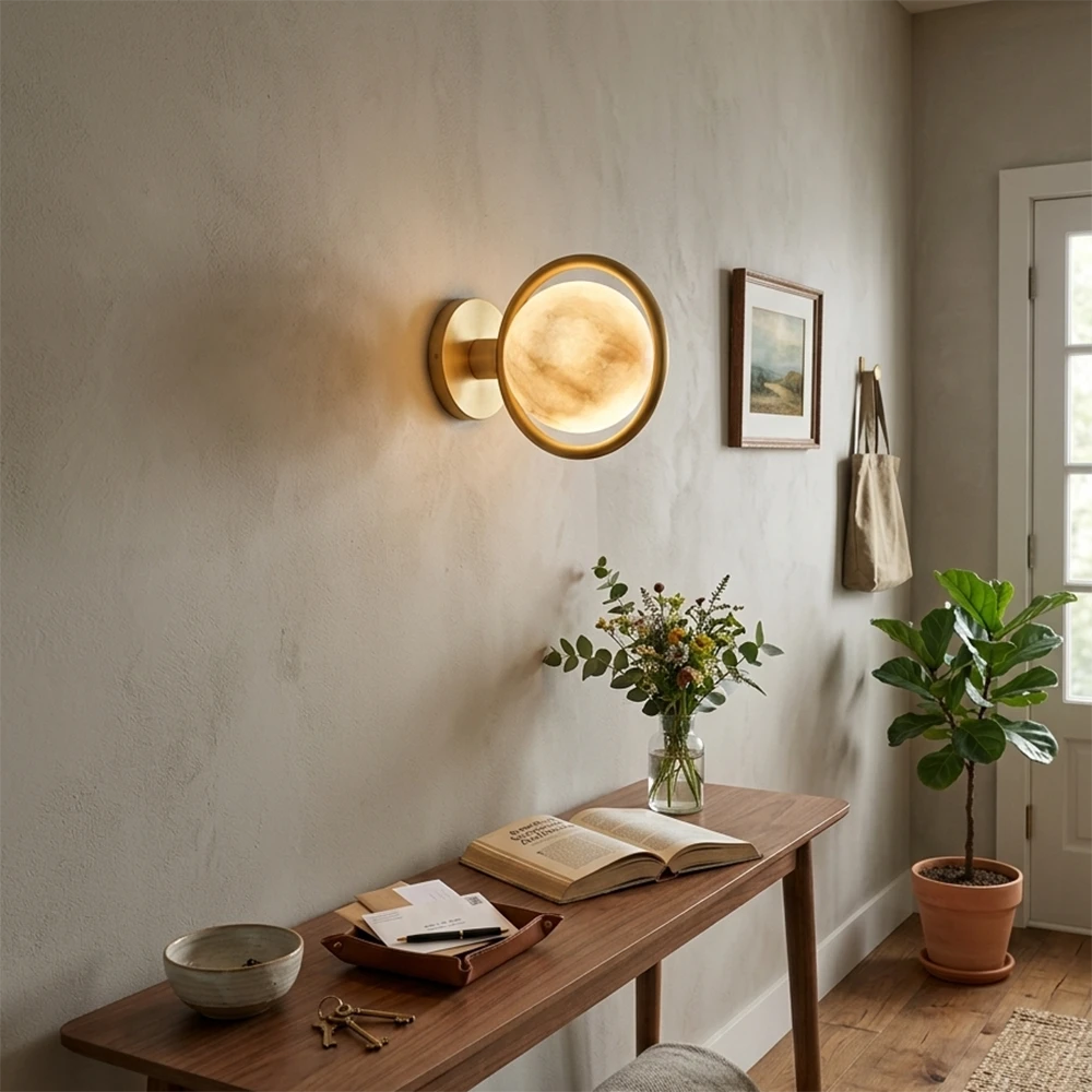Alabaster Celestial Ring Globe Wall Lamp