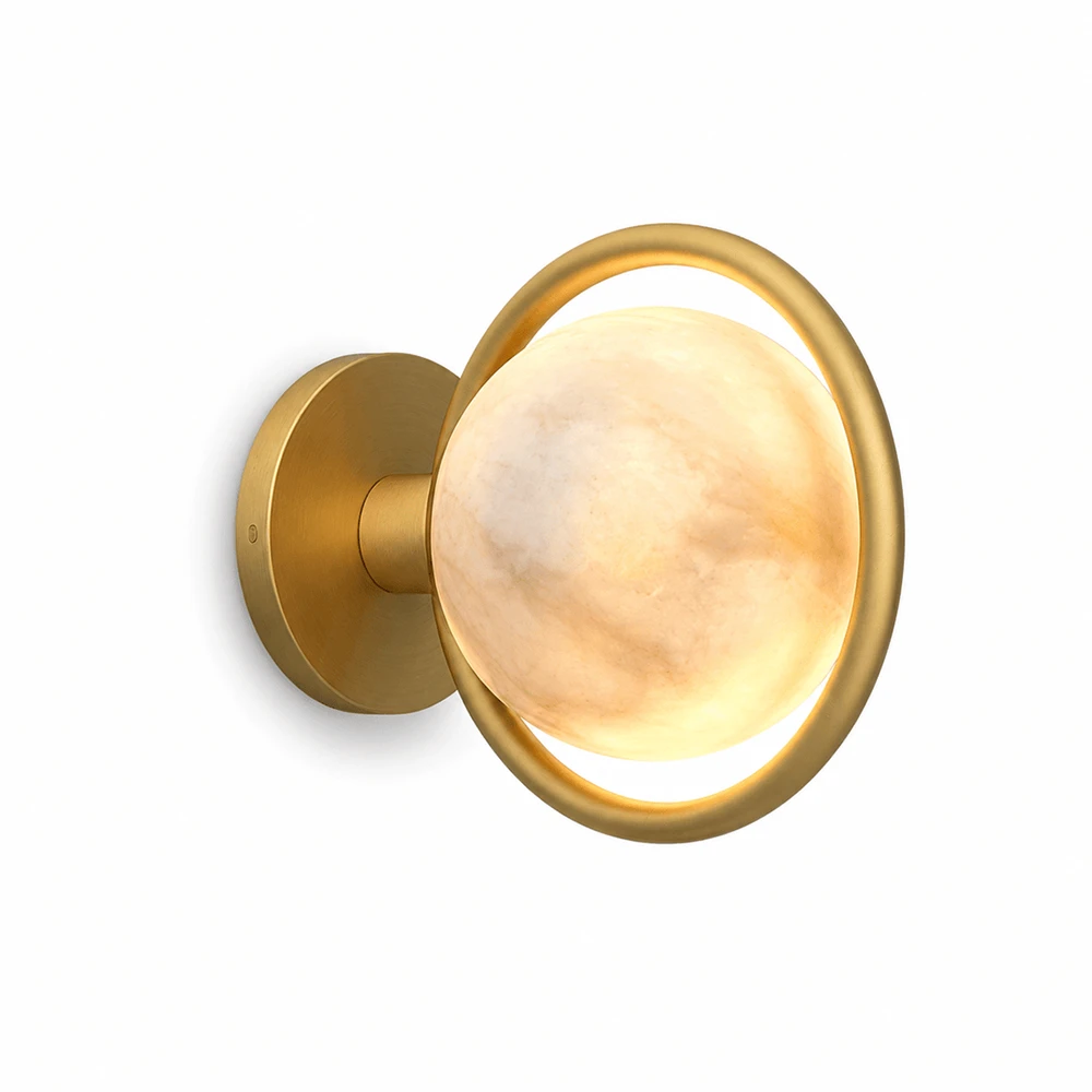 Alabaster Celestial Ring Globe Wall Lamp