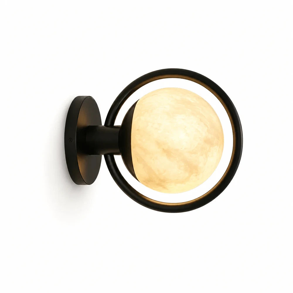 Alabaster Celestial Ring Globe Wall Lamp