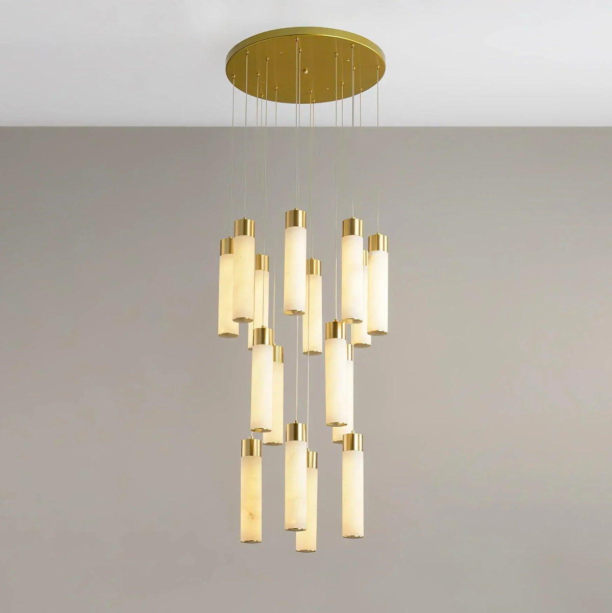 Alabaster Celestial Brass Cascade Chandelier