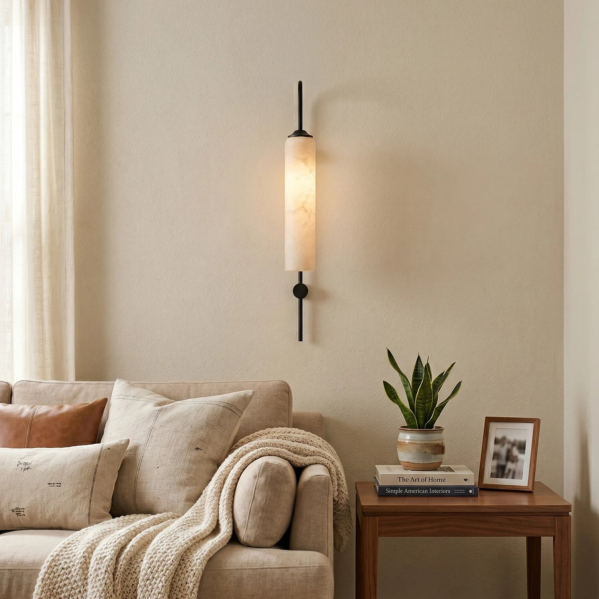 Alabaster Cylinder Tube Wall Sconce