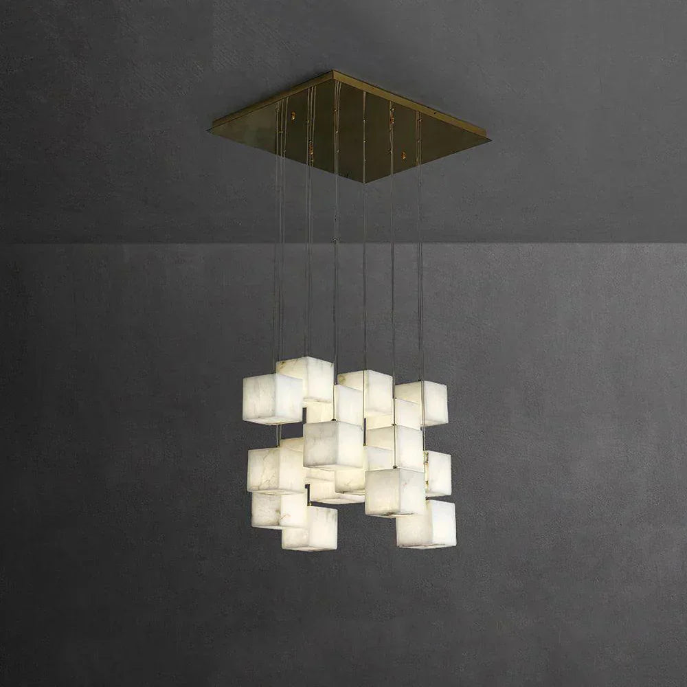 Alabaster Cube Box Chandelier