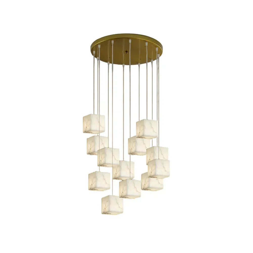 Alabaster Cube Box Chandelier