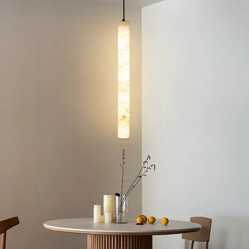 Alabaster Cylindrical Pendant Light